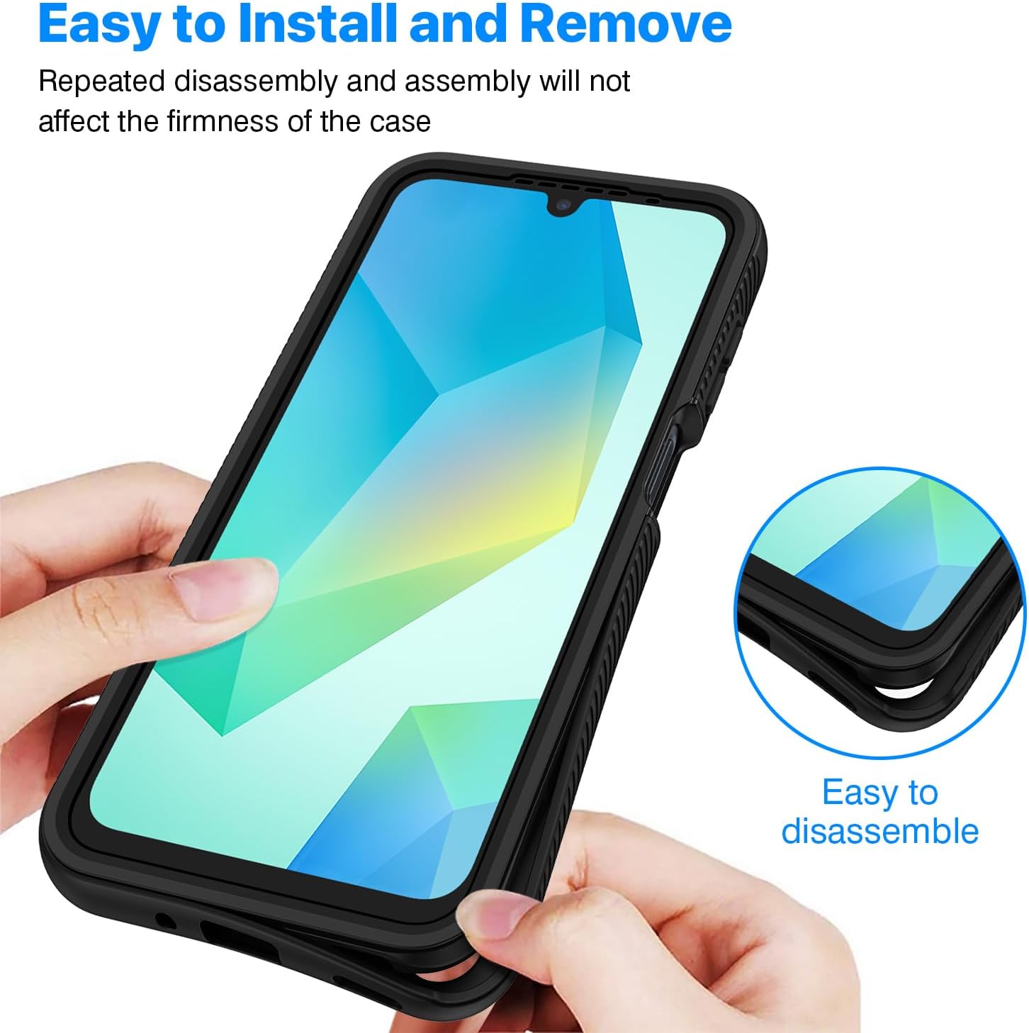 Thumbnail 6 de CENHUFO for Samsung A17 / A16 Case with built-in screen protector and 360° shockproof cover (Black/Clear)