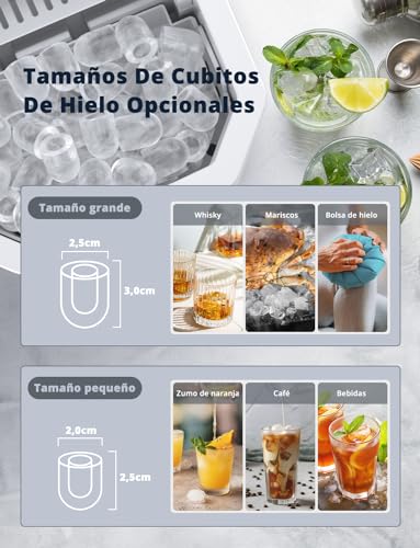 Detalle de Acmeenjoy Máquinas para Hacer Hielo: Portátil, Autolimpiante y con Cuchara Invertida