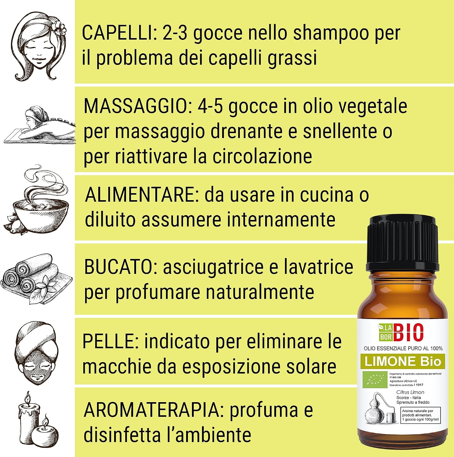 Detalle de Set di oli essenziali Rosmarino e Limone Bio – 2x10 ml puri e naturali