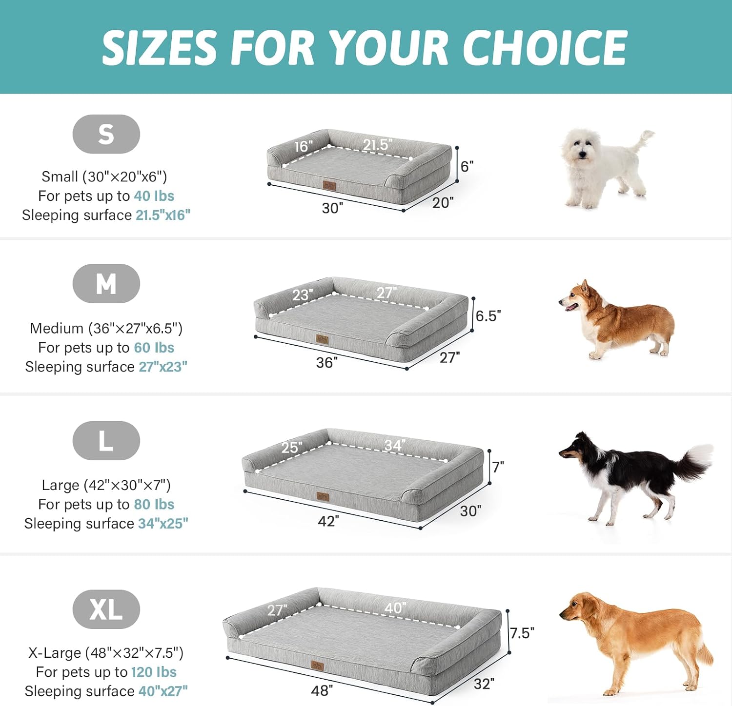 Detalle de COZY KISS Cooling Dog Bed 107x76x18cm | Orthopaedic Large Pet Bed with Removable Cover