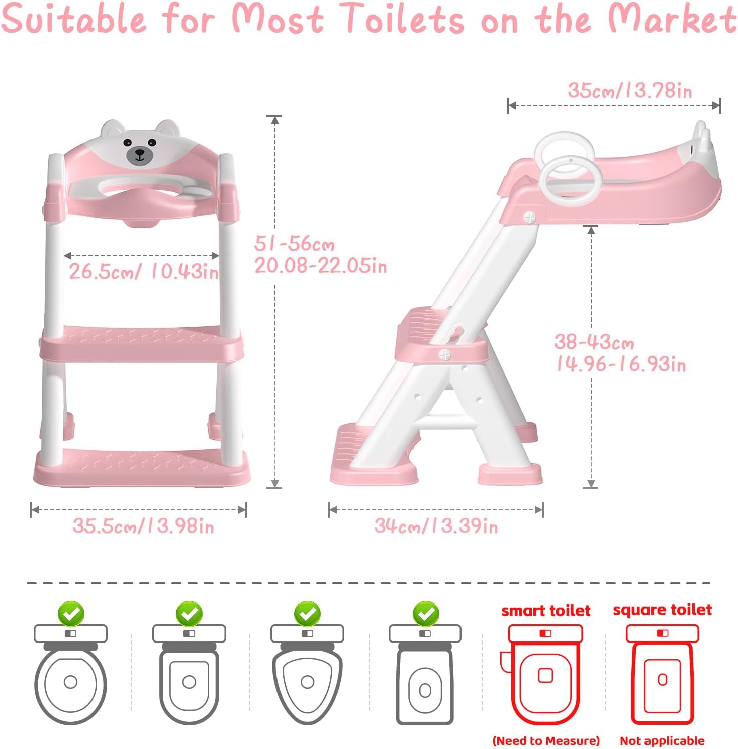 Thumbnail 1 de GoldEnough Toddler Potty Training Seat: 2-in-1 Adjustable Pink Trainer with Steps