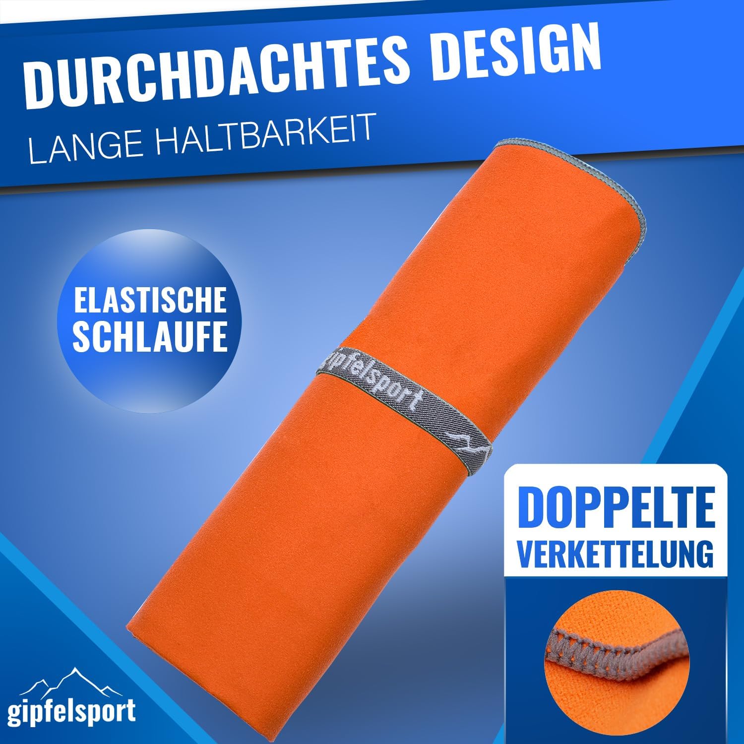 Thumbnail 6 de Gipfelsport Mikrofaser Handtuch 50x30 cm – Orange, schnelltrocknend, leicht & kompakt