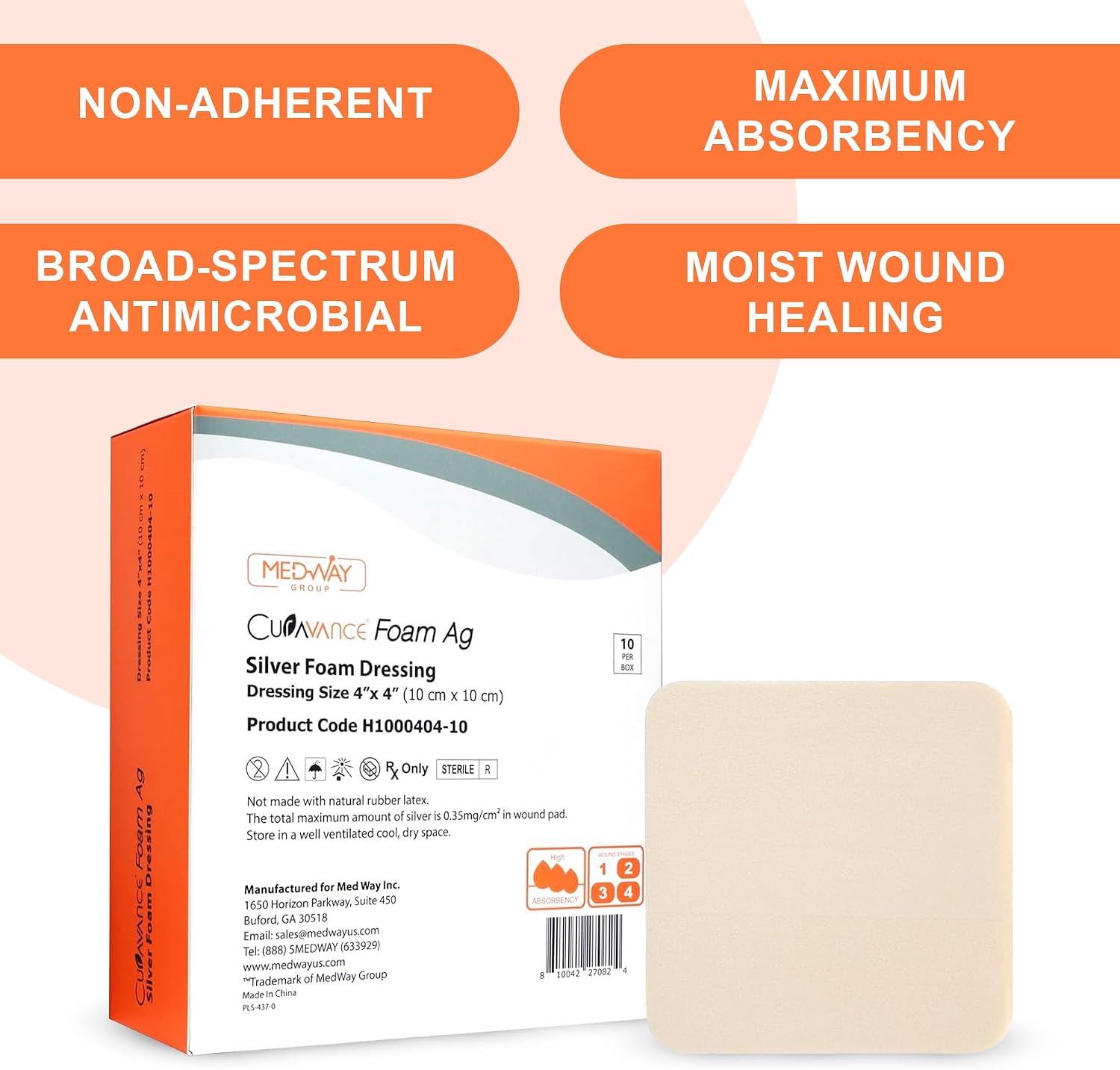 Detalle 2 de MedVance Silver Foam Dressing, 4 x 4 in.