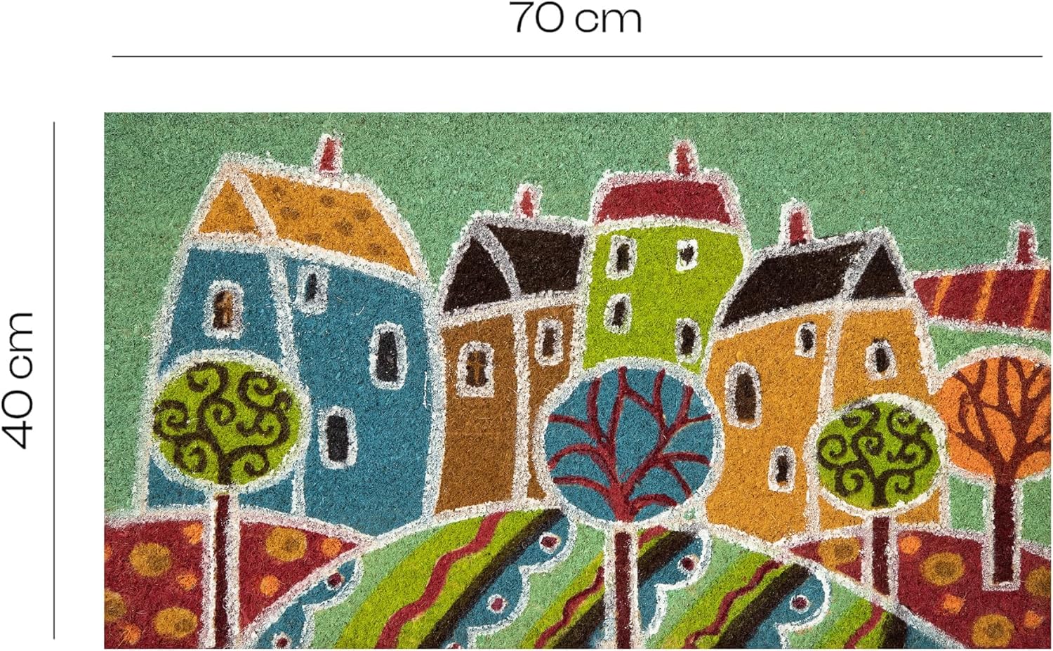 Thumbnail 2 de Baroni Home Zerbino da esterno in cocco con base PVC antiscivolo dipinto a mano, Paesaggio 5 (70x40x2 cm)