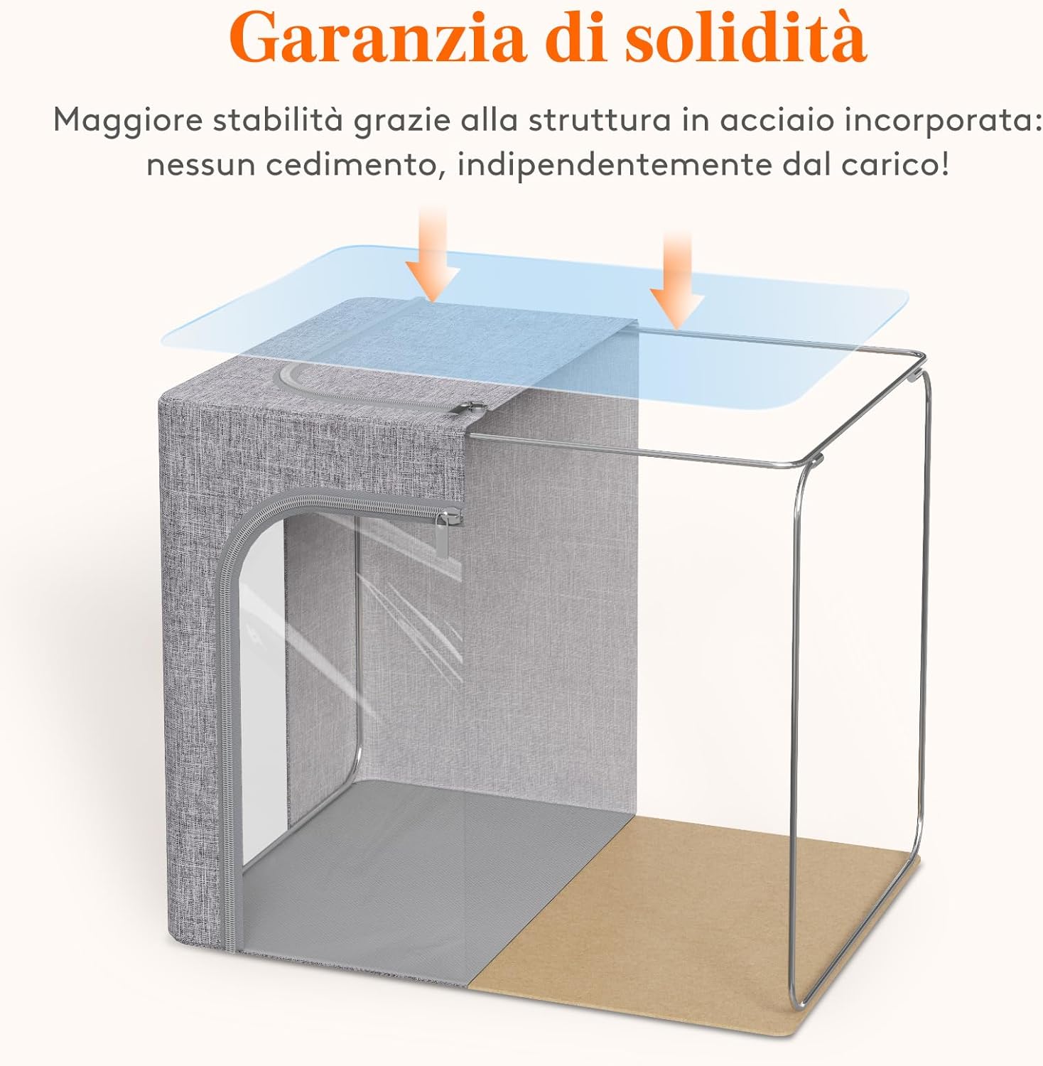 Thumbnail 1 de Lifewit set da 3 scatole rigide per armadio con cerniera, struttura in metallo pieghevole e capacità 40L (grigio)