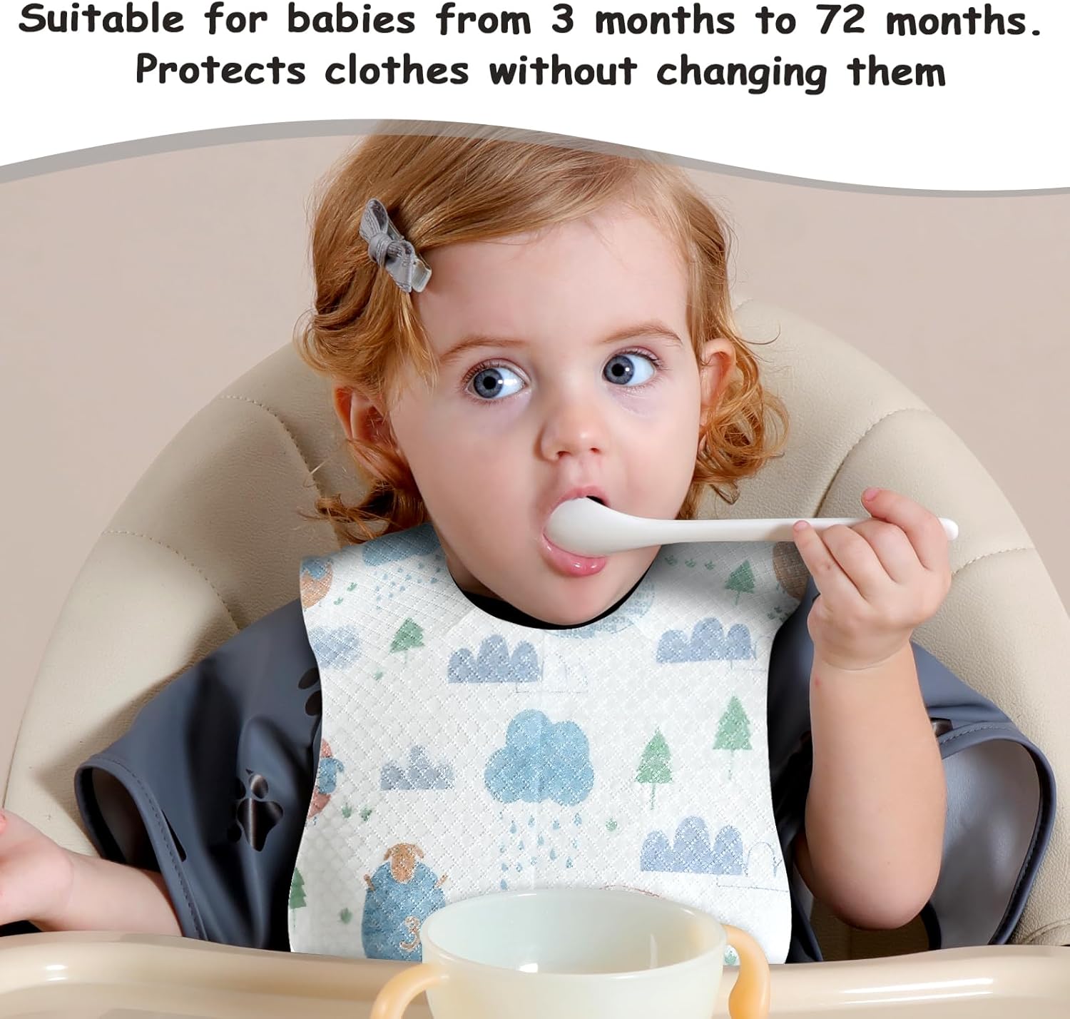 Thumbnail 1 de PewinGo bavaglini monouso regolabili per lo svezzamento (con strato impermeabile e alta assorbenza)