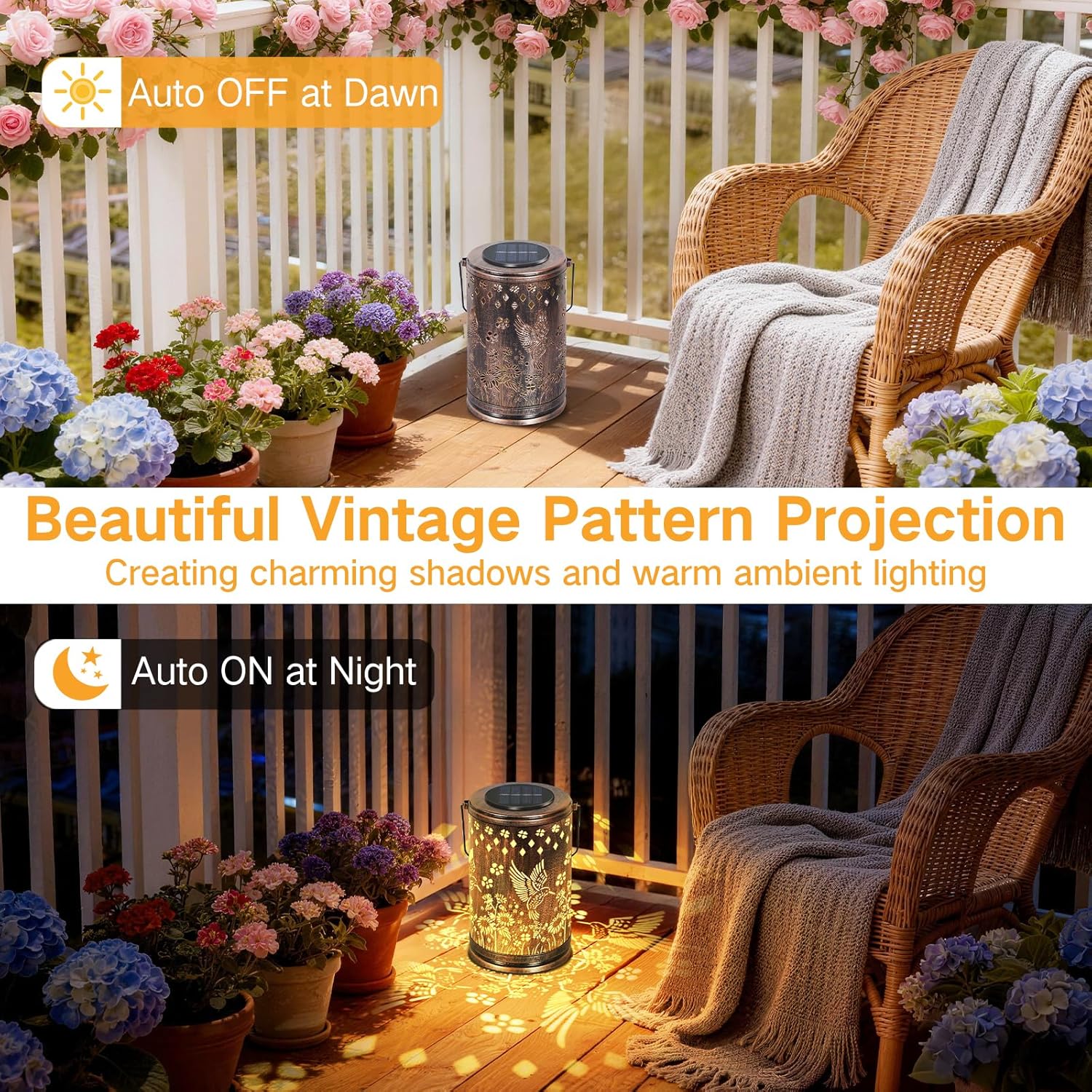 Thumbnail 3 de OUTONLIFE Hummingbird Solar Lantern: Vintage Metal Garden Light for Outdoor Spaces