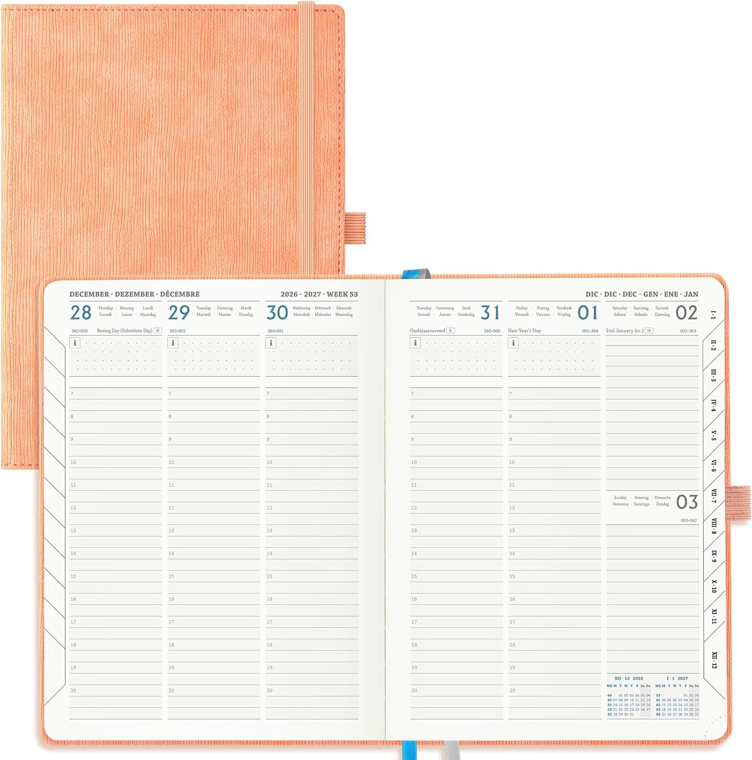 Detalle de IN-LUXPRO Kalender 2026/2027 – Wochenplaner A5 in Rosa, 18 Monate mit Notiz- & Ausgabenseiten