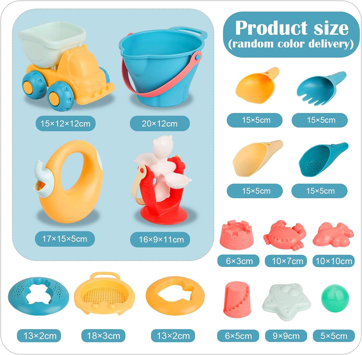 Detalle de Sanlebi 17‑teiliges Strandspielzeug-Set mit Netztasche – Sandkasten-Equipment für Kinder