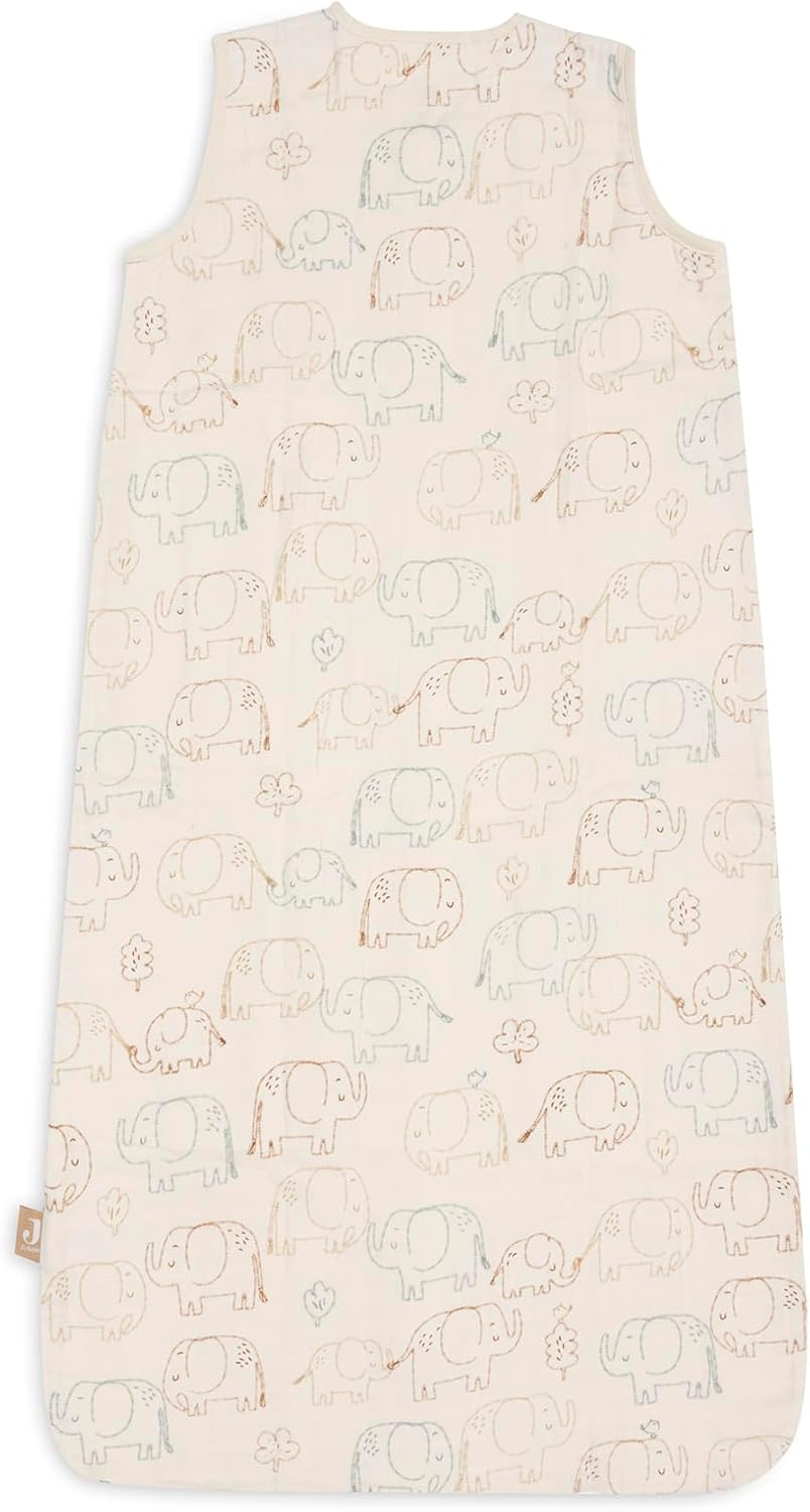 Detalle 2 de Jollein Elephant Tales 90 cm Cotton Muslin Summer Sleeping Bag, 0.5 TOG
