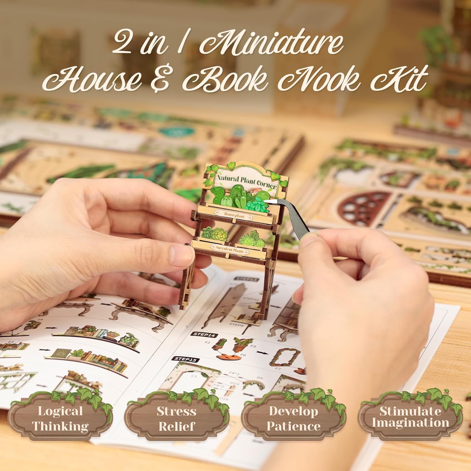 Thumbnail 5 de CUTEBEE Green Life Bookshop book nook kit