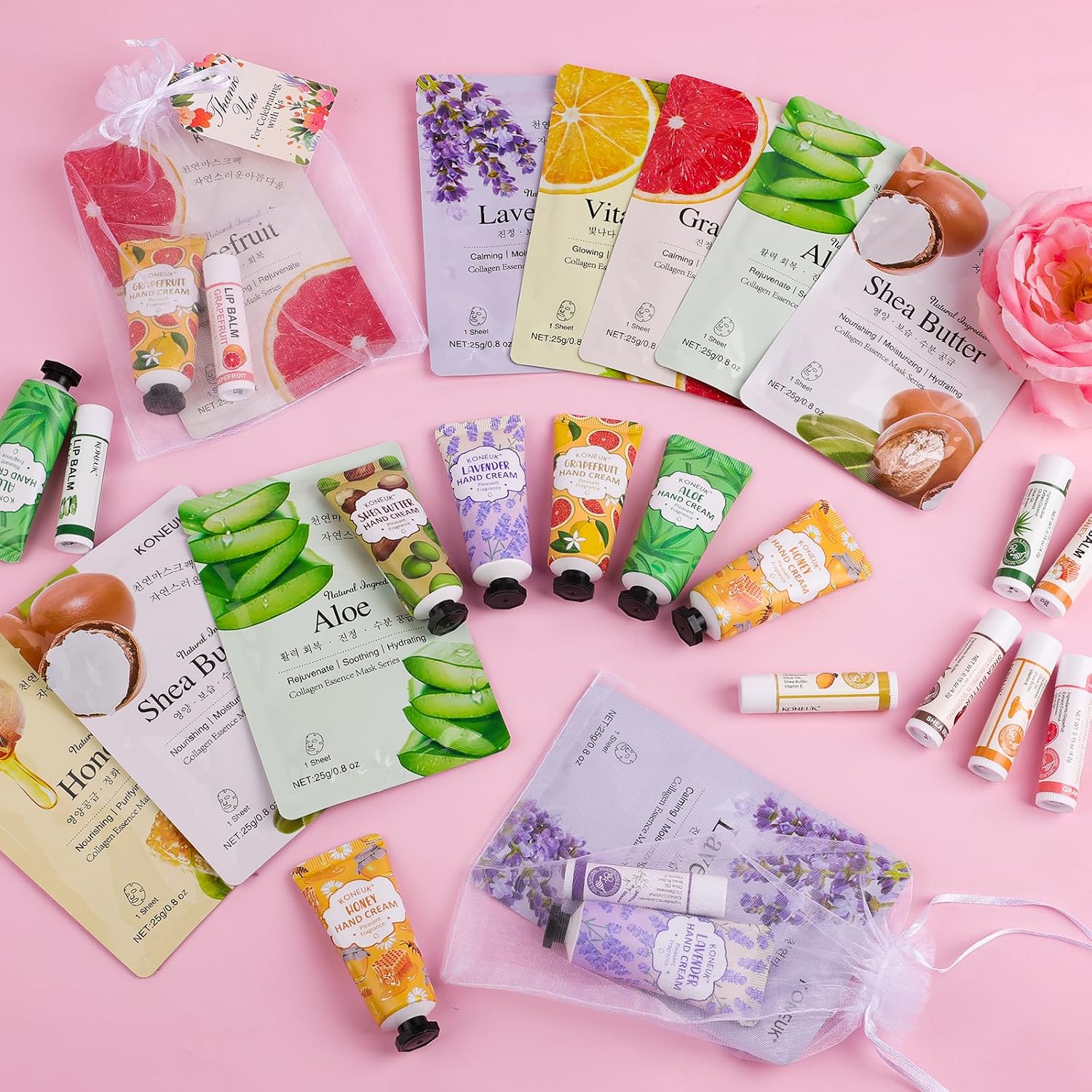Thumbnail 6 de KONEUK 30-Pack Bulk Facial Mask, Hand Cream & Lip Balm Sets for Easter Baskets, Teachers, Nurses & More