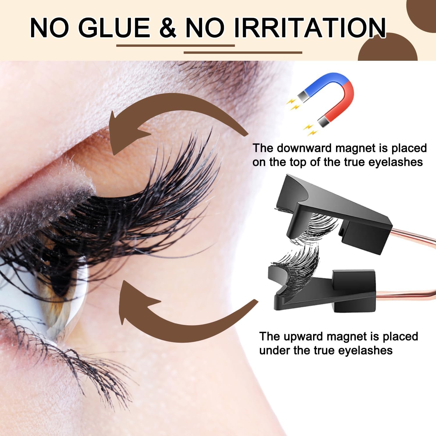Thumbnail 1 de Chiosa Magnetische Wimpern (ohne Eyeliner) – 3D Fake Magnetic Lashes Set mit Zange, wiederverwendbar (Schwarz)
