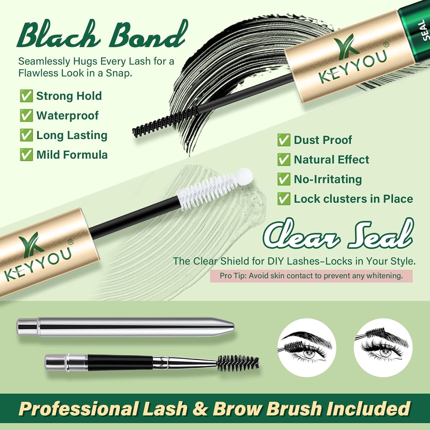 Thumbnail 2 de KEYYOU Lash Bond and Seal Waterproof Lash Cluster Glue (72H) – 2-in-1 Black, 10ml