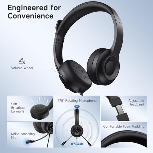 Detalle de AOC USB Headset with Microphone (Deep Black) — Clear calls, comfortable all-day use