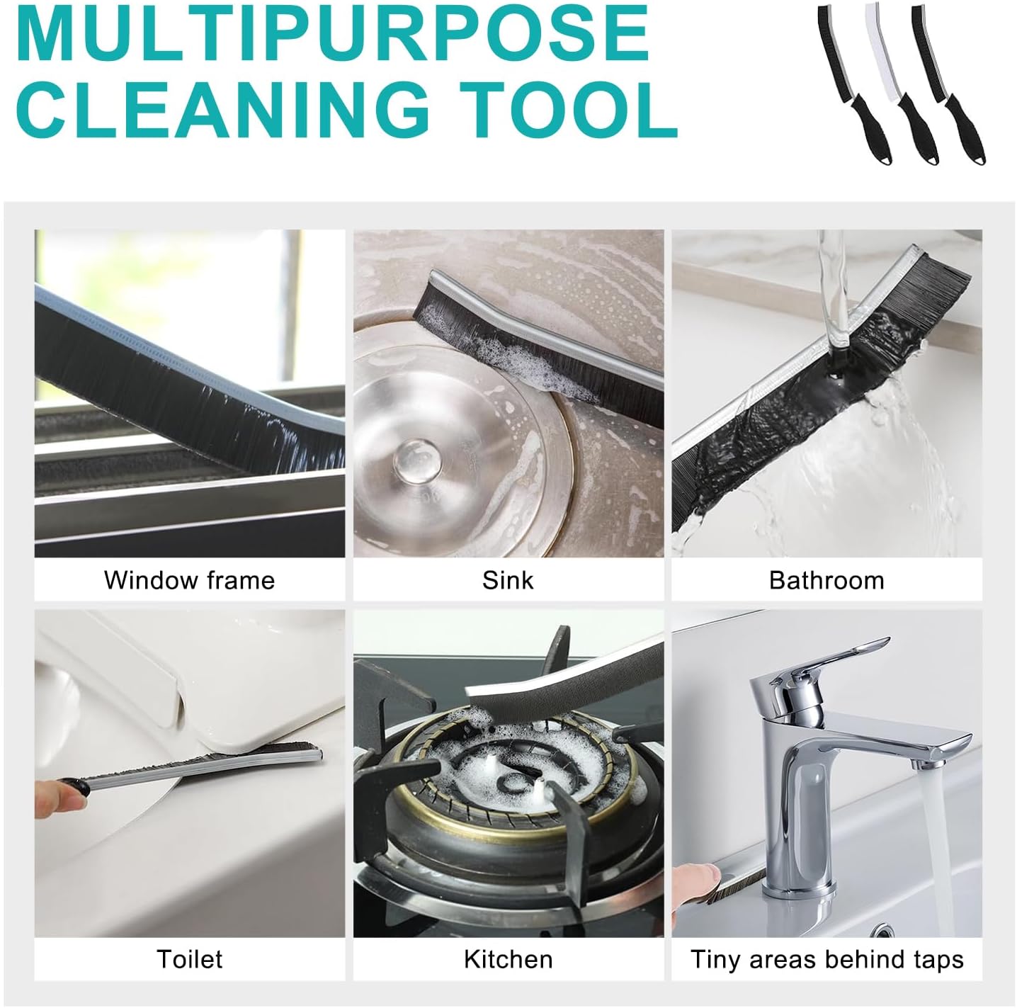 Thumbnail 4 de 6er-Set Hartborsten Eckreinigungsbürste für Fugen & Ecken – robuste Fugenbürste für Bad, Küche & Toilette