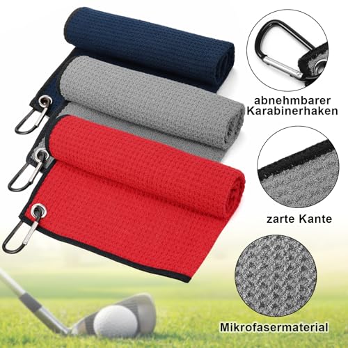 Detalle de Newofview 3-in-1 Golfzubehör Set – Mikrofaser Handtuch, Golfschlägerbürste und Pitchgabel