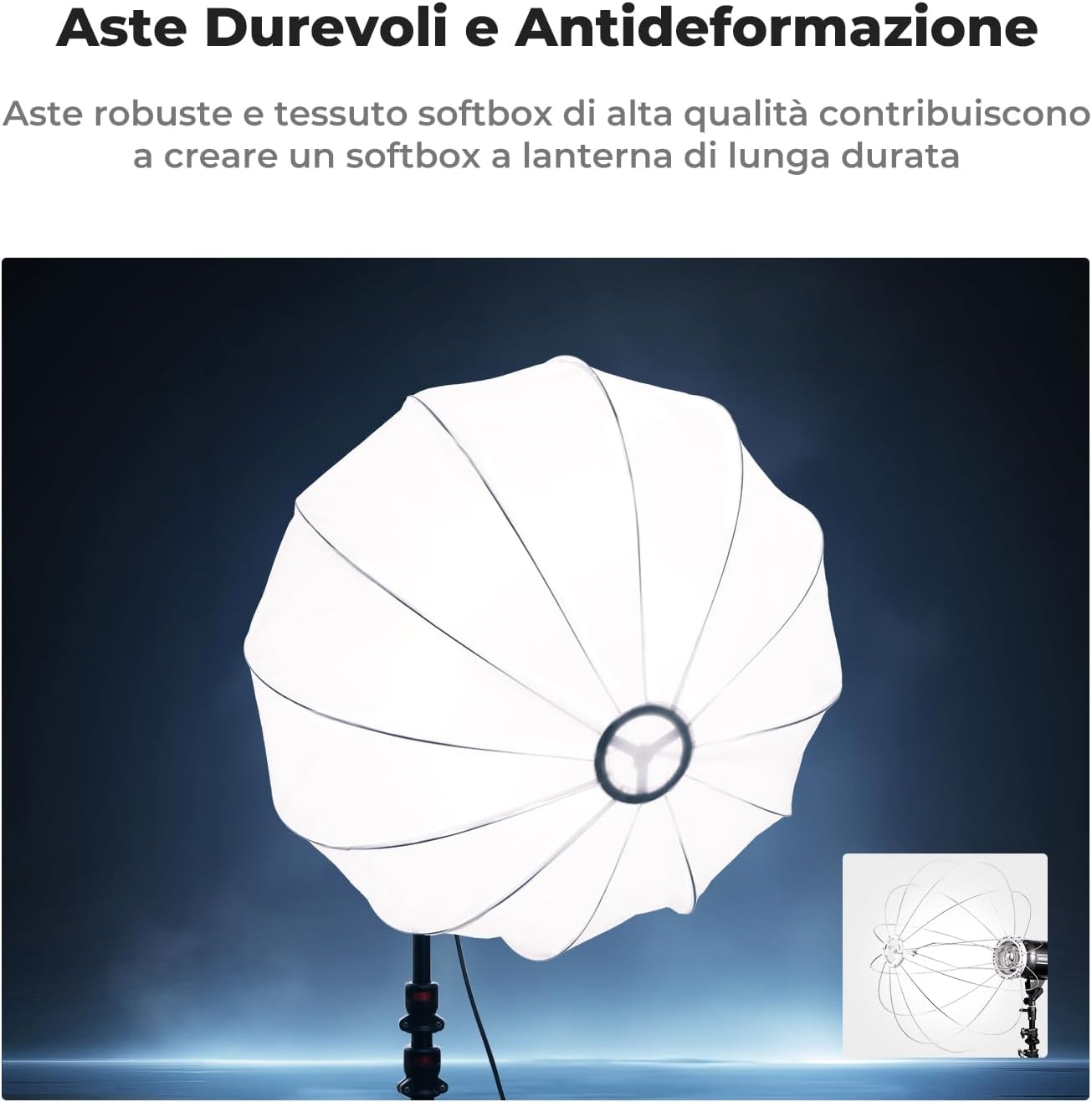 Thumbnail 6 de K&F CONCEPT Lantern Softbox 65 cm/26'' con attacco Bowens – rilasciamento rapido e luce diffusa a 360°