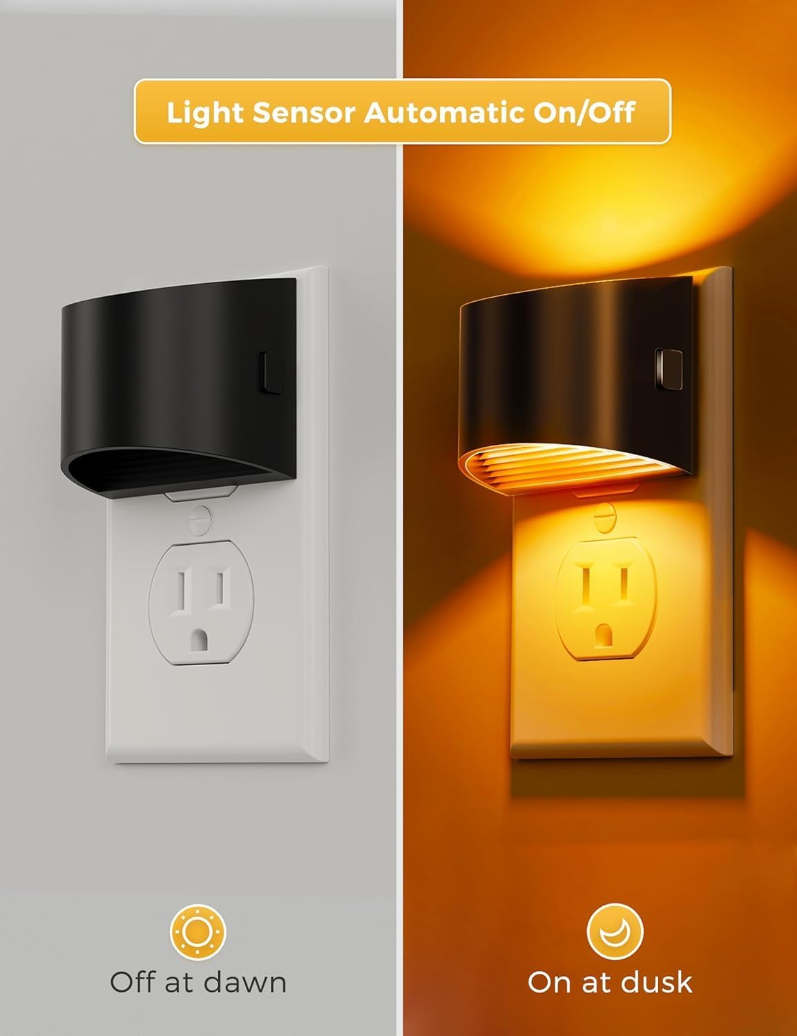 Detalle 2 de L LOHAS LED GY107 Plug-In Night Light, 3 Brightness Levels, Amber LED
