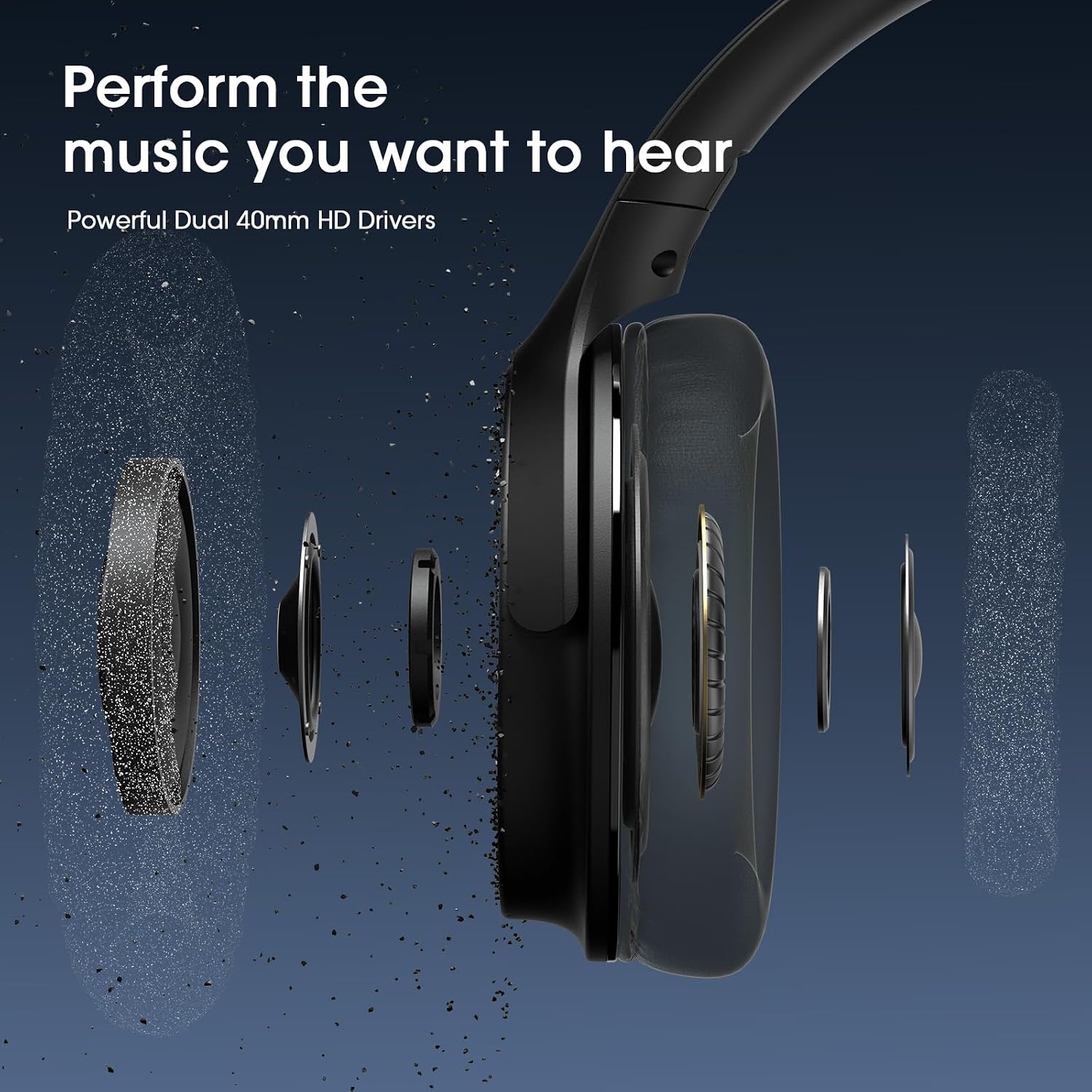 Thumbnail 4 de DOQAUS Life5 Wireless Over-Ear Headphones — 70h Playtime, BT 5.3, 3 EQ Modes, Foldable with Microphone (Black)