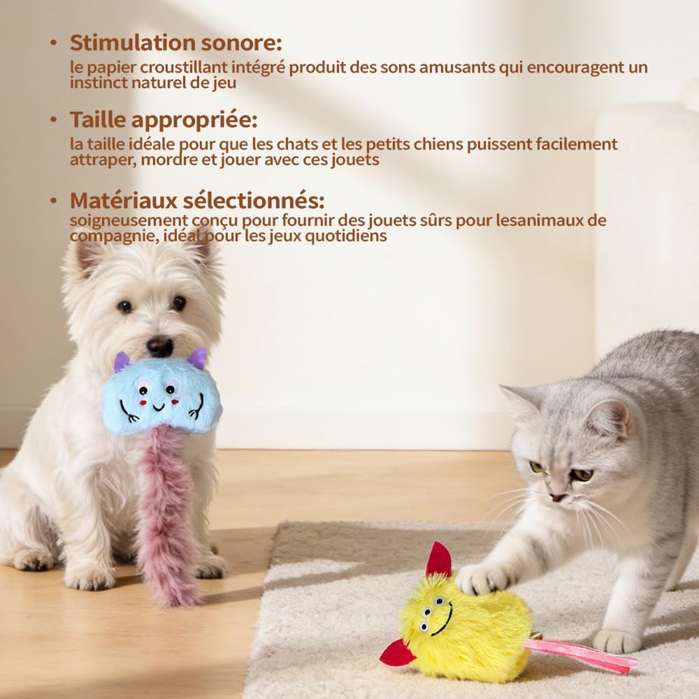 Thumbnail 3 de Générique Lot de 4 Jouets Chat Chien – Monstres en polyester, résistants et lavables