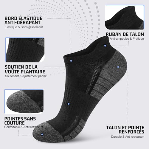 Thumbnail 3 de Effeet 10 Paires Chaussettes Basses Homme Femme – Coton Respirant, Antidérapantes, Sport Unisexe
