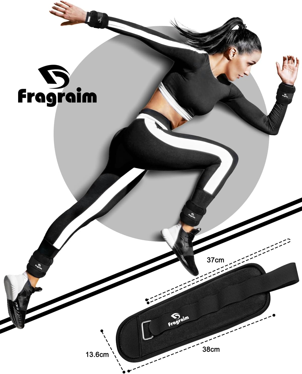 Thumbnail 4 de Fragraim Gewichtsmanschetten für Fuß und Handgelenk (2er-Set) – wählbare Gewichtsstufen für Training, Laufen & Gymnastik