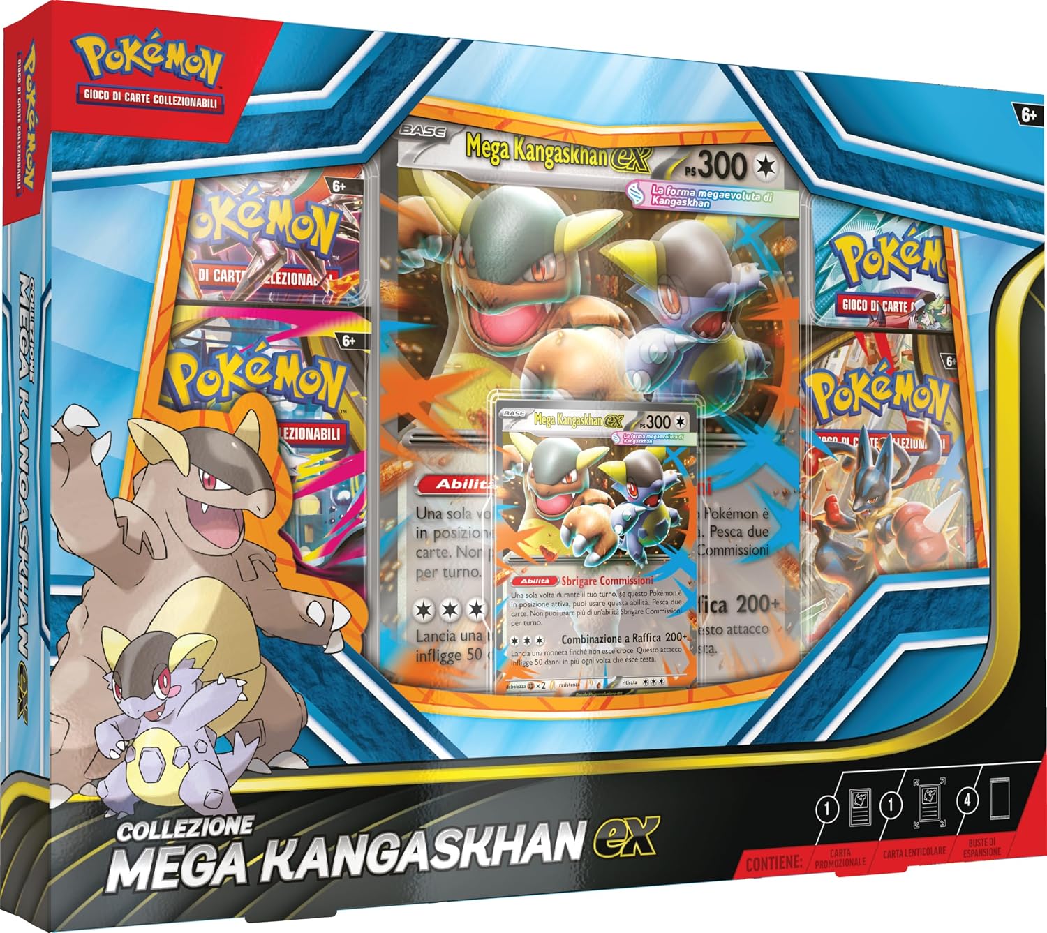Detalle de Pokémon collezione Mega Kangaskhan-ex con 4 buste