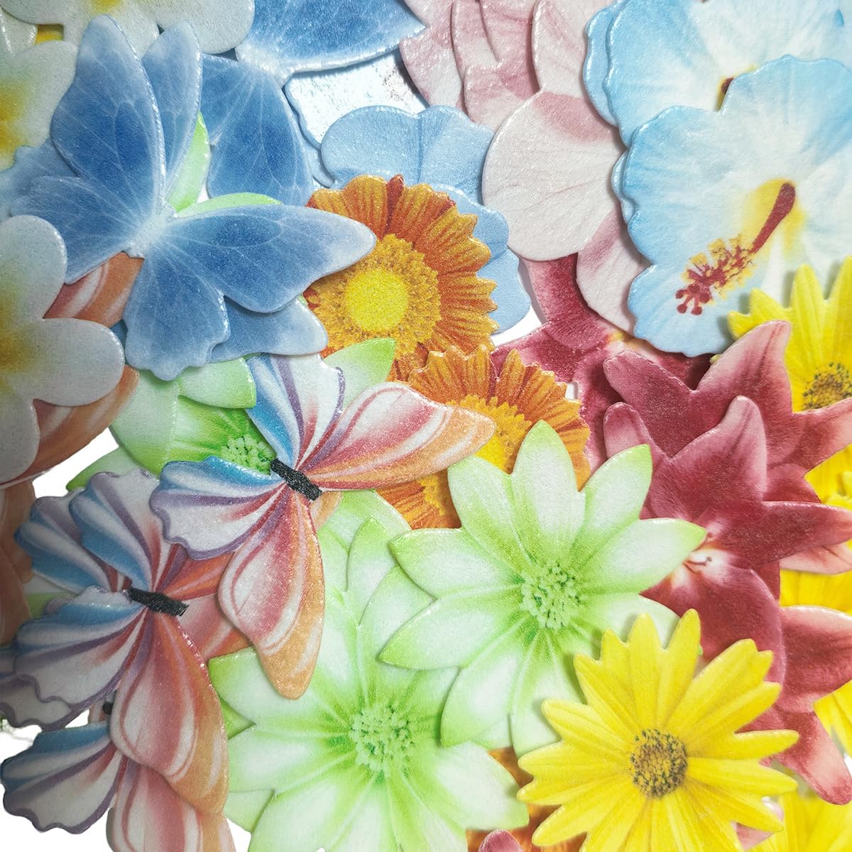 Detalle de Senchanting Edible Rice Paper Cake Toppers, 60-Piece Butterfly and Flower Mix