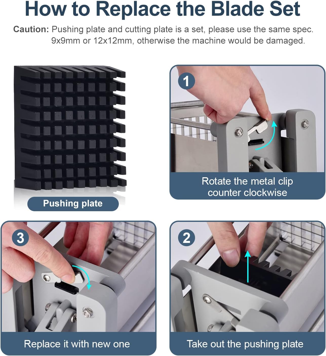 Detalle de Sopito Professional Potato Cutter: Stainless Steel Fry Cutter with 1/2" and 3/8" Blades