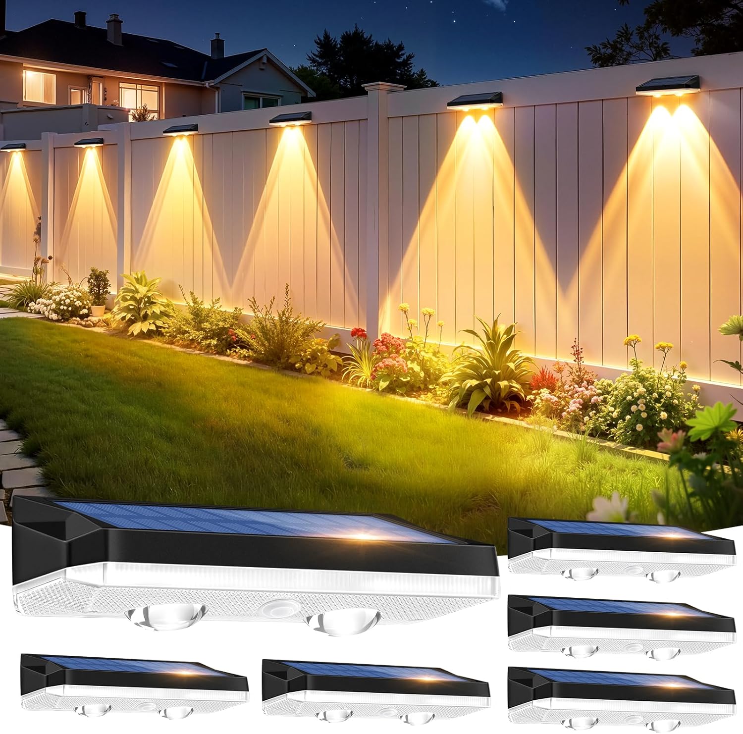 Detalle de VIIIVA Solar Fence Lights RGB, 6 pack