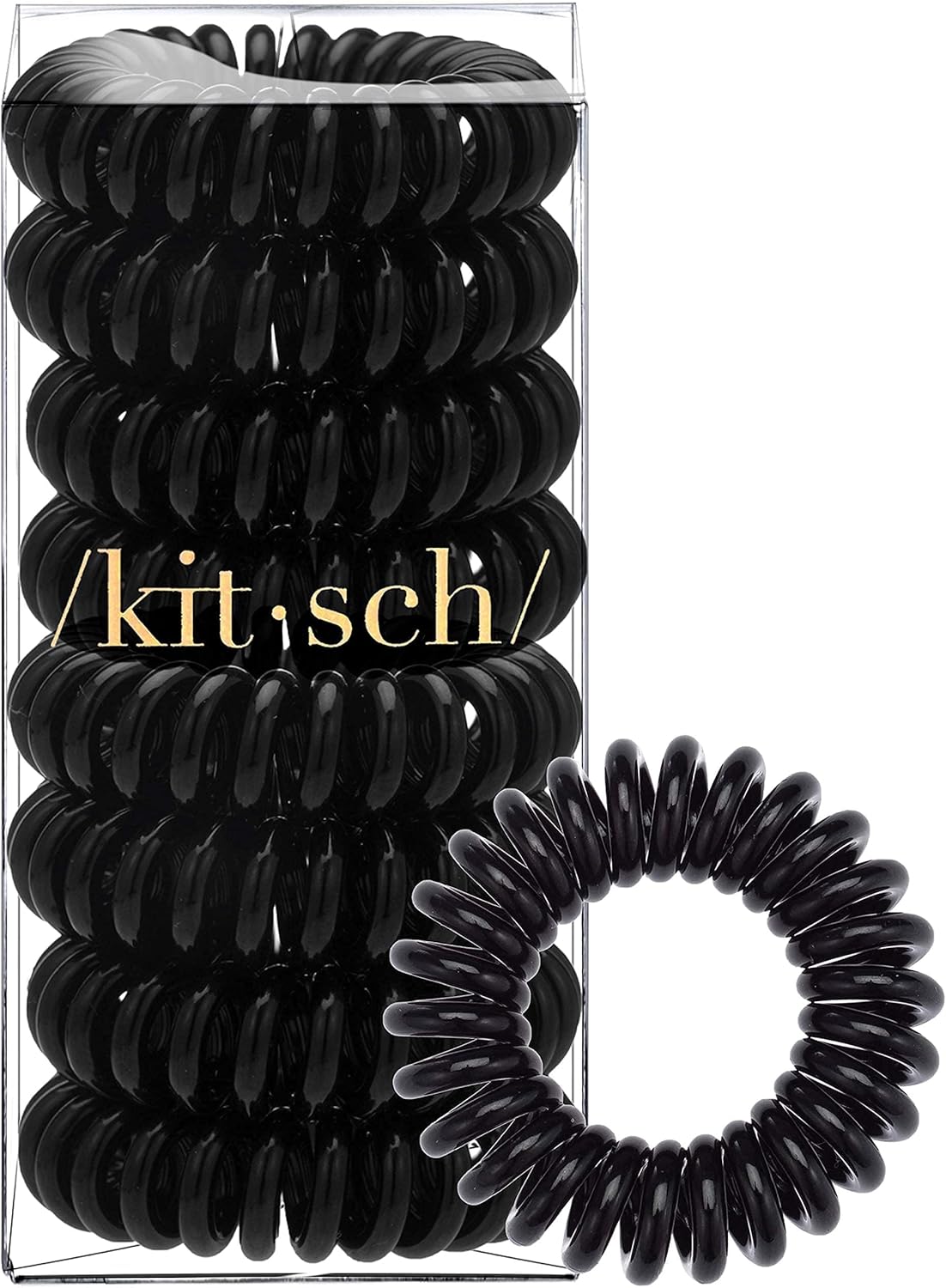 Thumbnail 6 de Kitsch elastici a spirale in cavo telefonico per capelli neri (8 pz) senza pieghe né segni