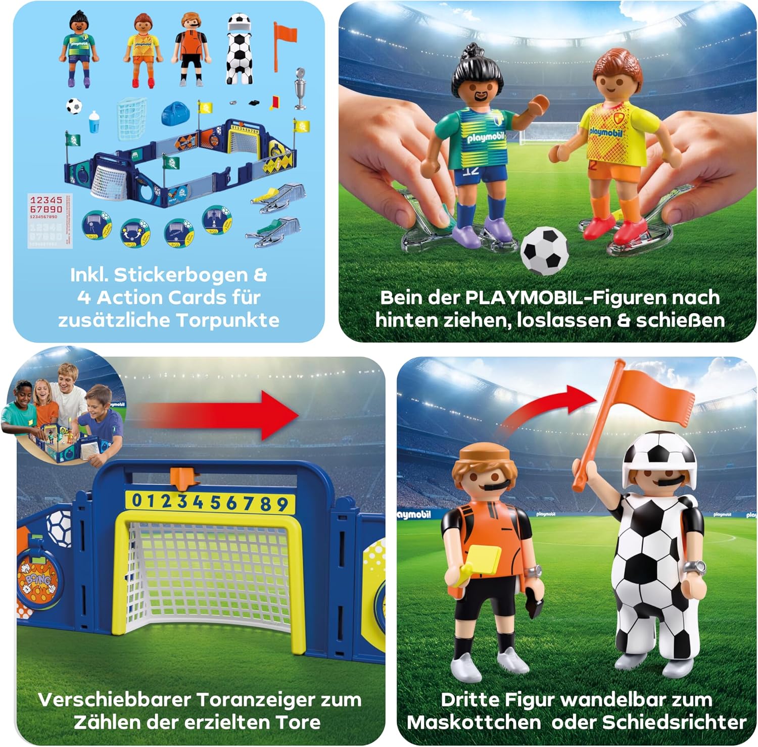 Detalle de PLAYMOBIL My Life Fussball-Arena 72056 – Spielfeld mit Schussmechanik und Schiedsrichter