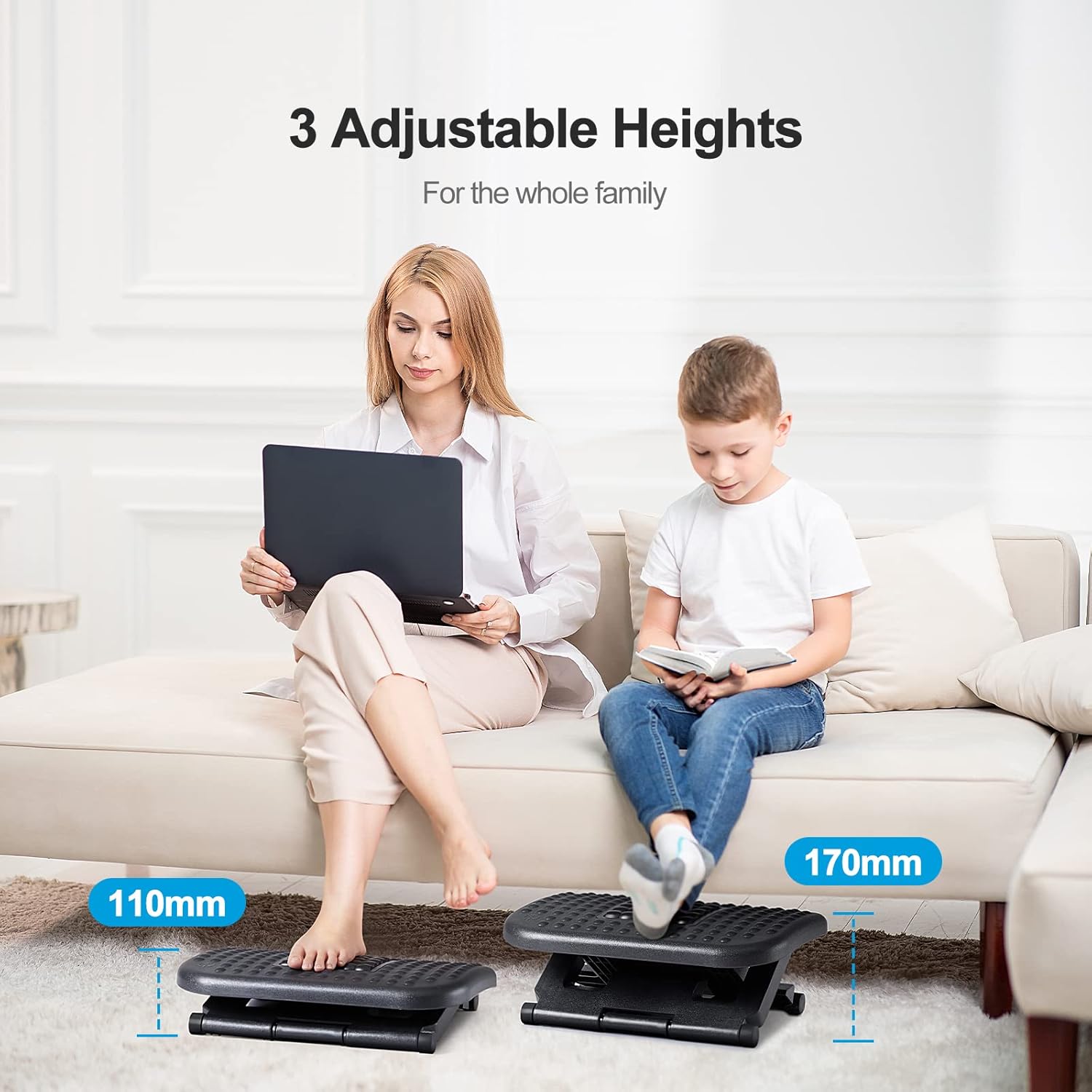 Thumbnail 3 de HUANUO Foot Rest with Massage Function – Adjustable Under-Desk Foot Stool