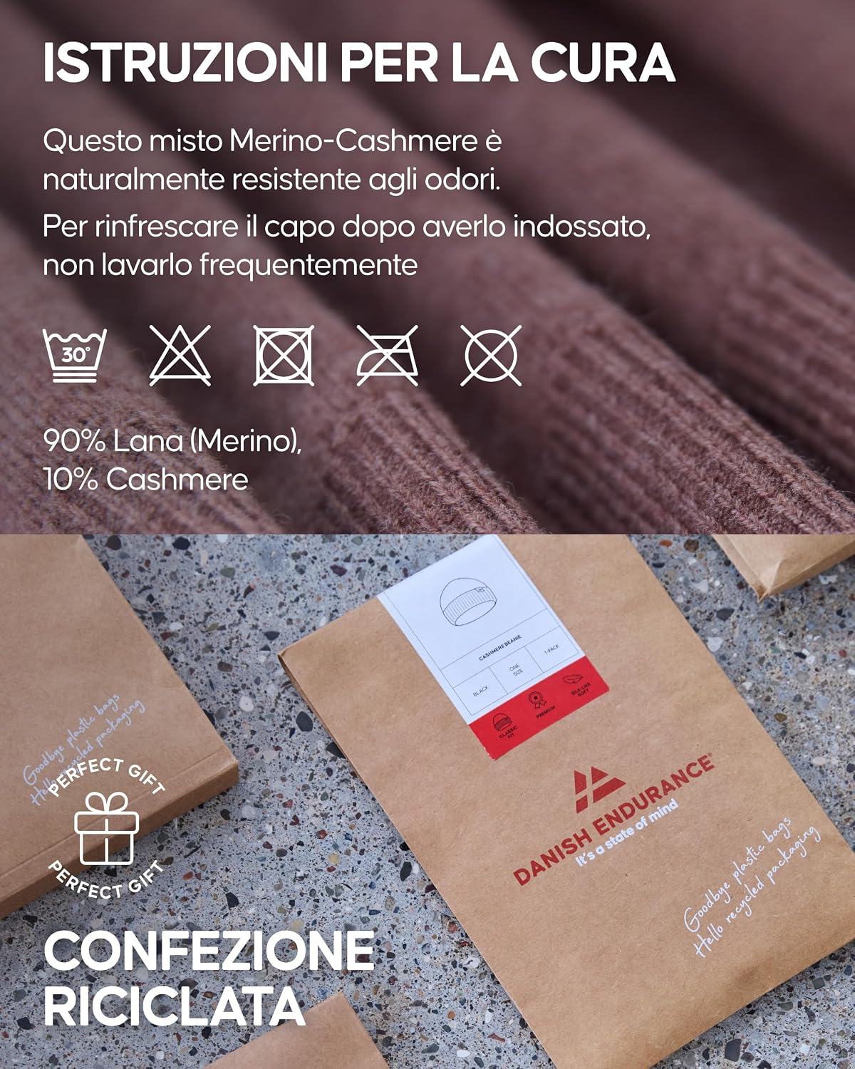 Detalle de DANISH ENDURANCE Maglioncino da Uomo a Maniche Lunghe in Mistura Lana Merino e Cashmere