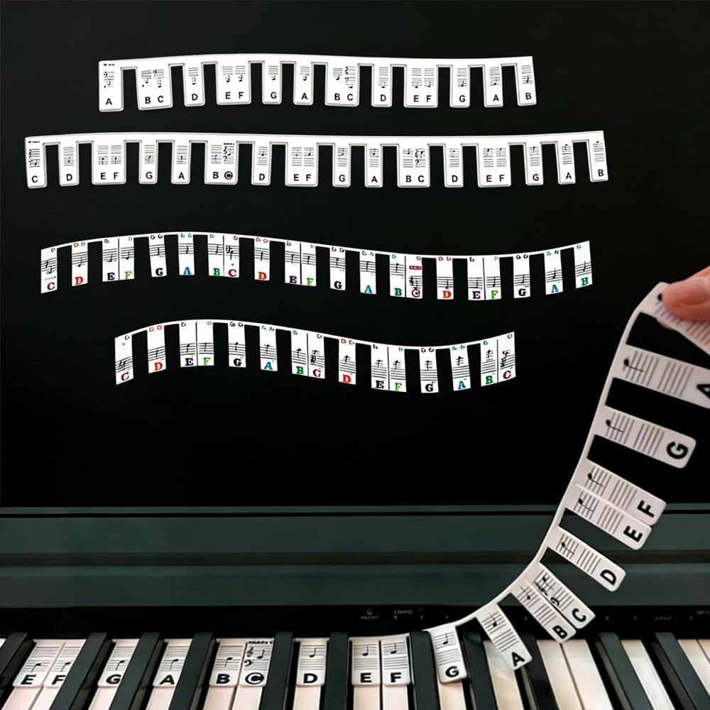 Detalle de Havunori Removable Piano Notes Labels, 61-Key Silicone Stickers, 2-Pack
