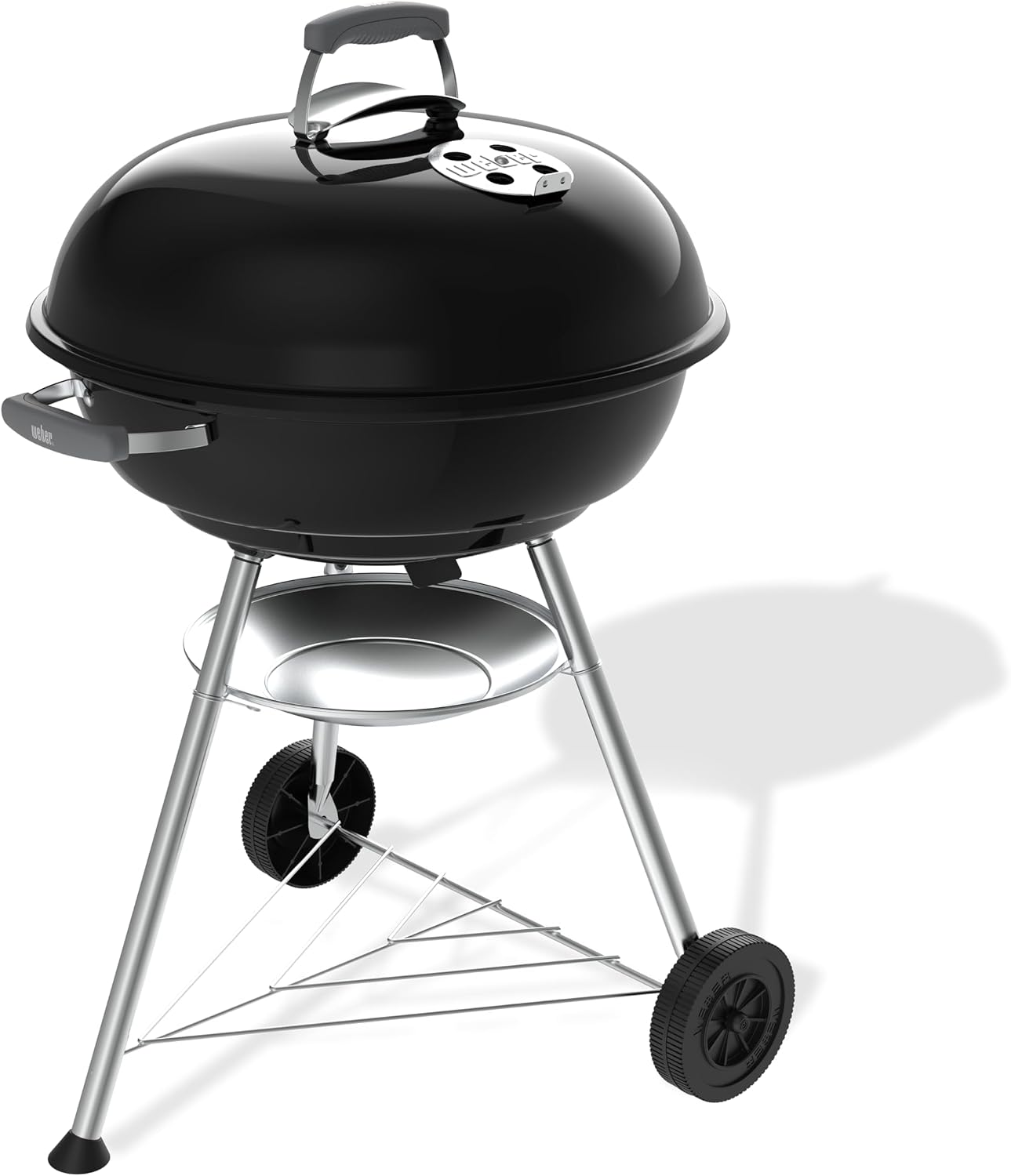 Detalle de Weber Compact Kettle Holzkohlegrill (2026 Version) – 57 cm, Schwarz mit Rädern & Dreibein-Ständer