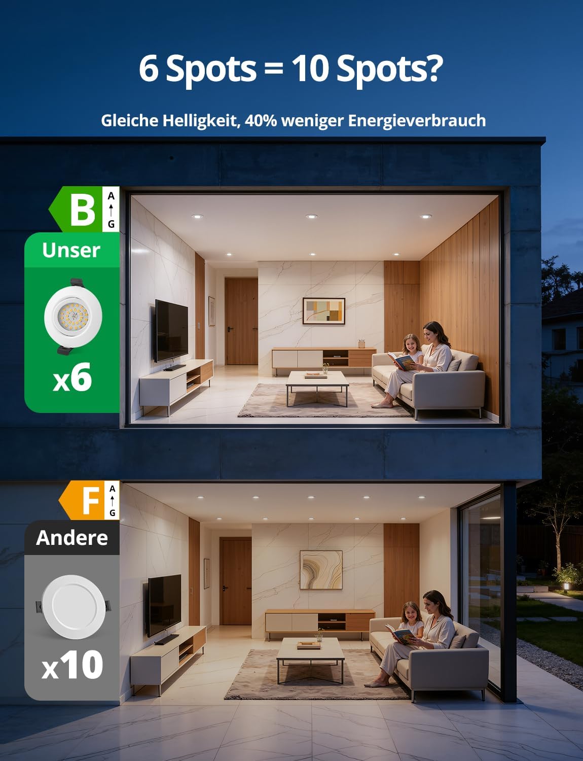 Thumbnail 2 de Bojim FL087 led-inbouwspots, 4,7 W, IP44, 4000 K, set van 6