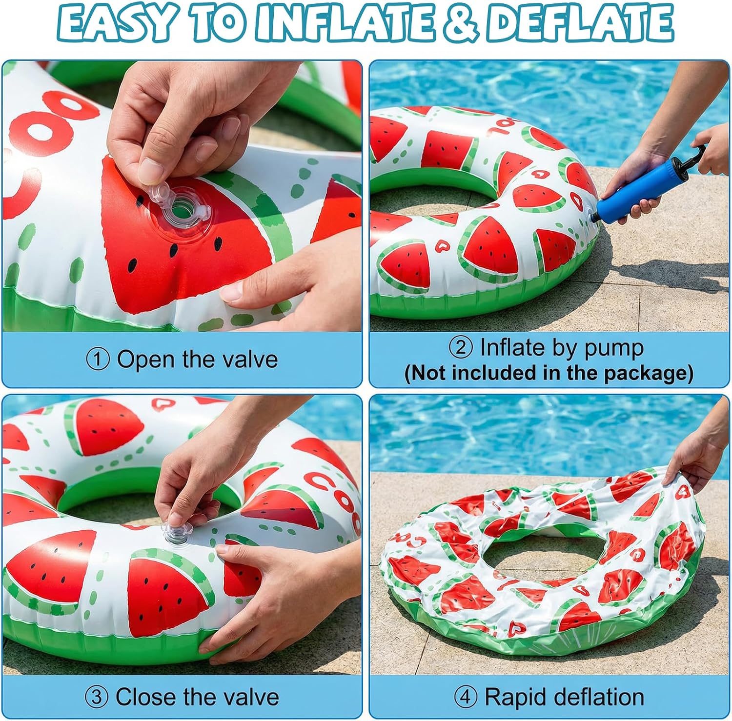 Thumbnail 6 de Qoosea Anneau de Natation Adulte Pastèque – Bouée Gonflable Glaçante pour Piscine et Plage