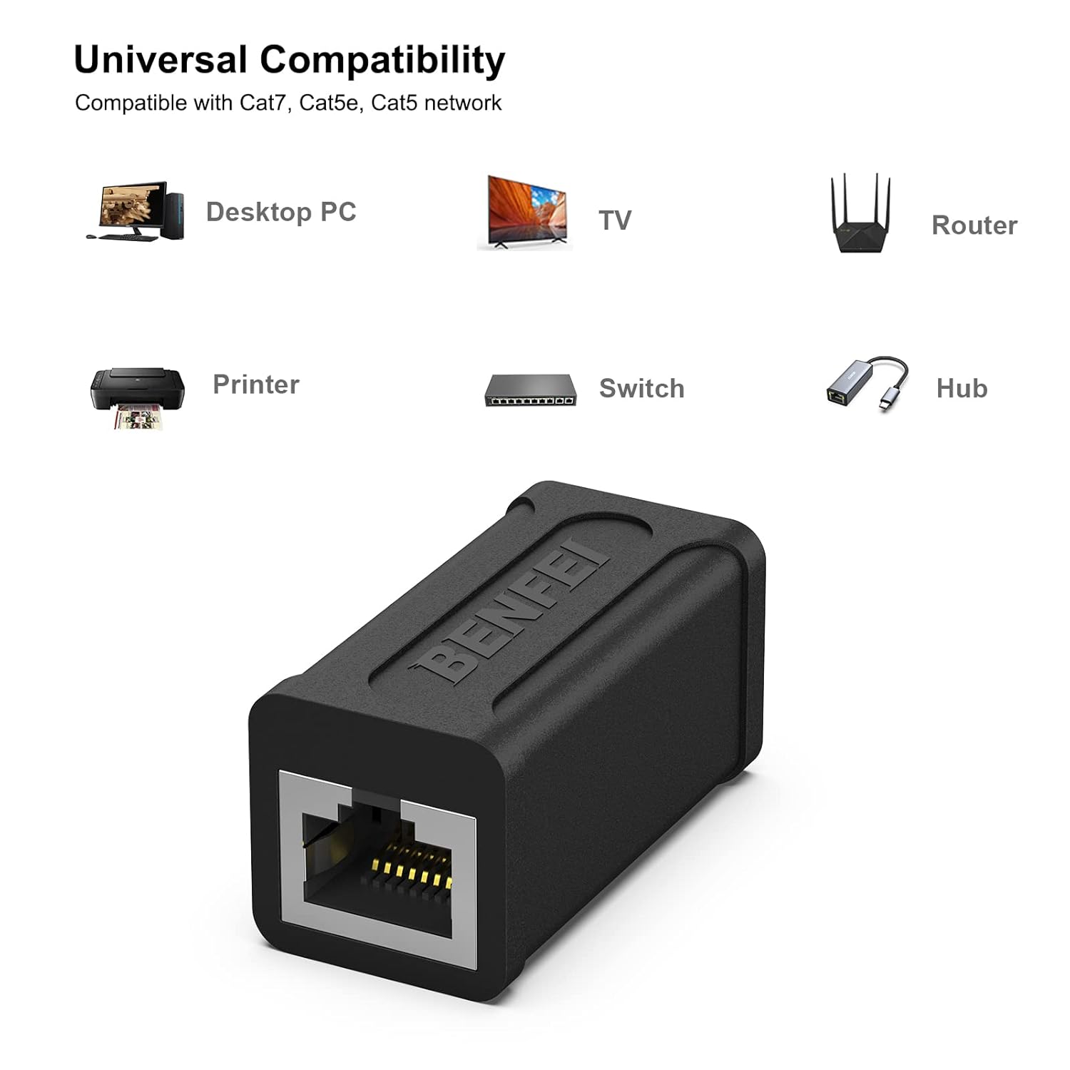 Thumbnail 4 de BENFEI RJ45 Inline Coupler 10 Pack: Female-to-Female Cat7/6/5e Ethernet Extenders