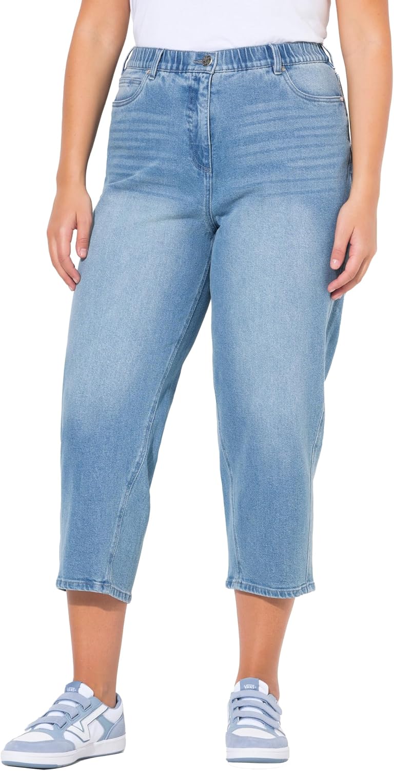 Detalle de Ulla Popken Mom-Jeans con gamba affusolata e comfort in denim donna