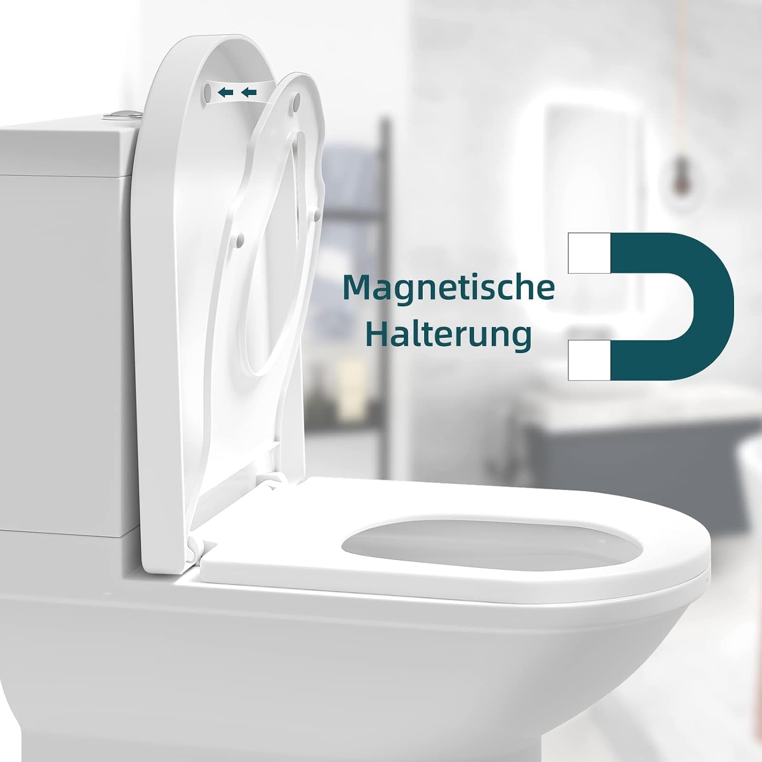 Thumbnail 1 de WOLTU 2-in-1 D-Shape Toilet Seat with Removable Child Seat, Soft Close, Quick Release and Adjustable Hinges