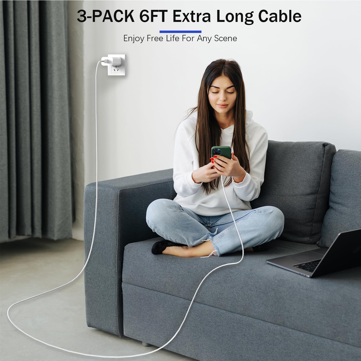 Thumbnail 6 de Fast Charger iPhone 6FT USB‑C to Lightning 3Pack