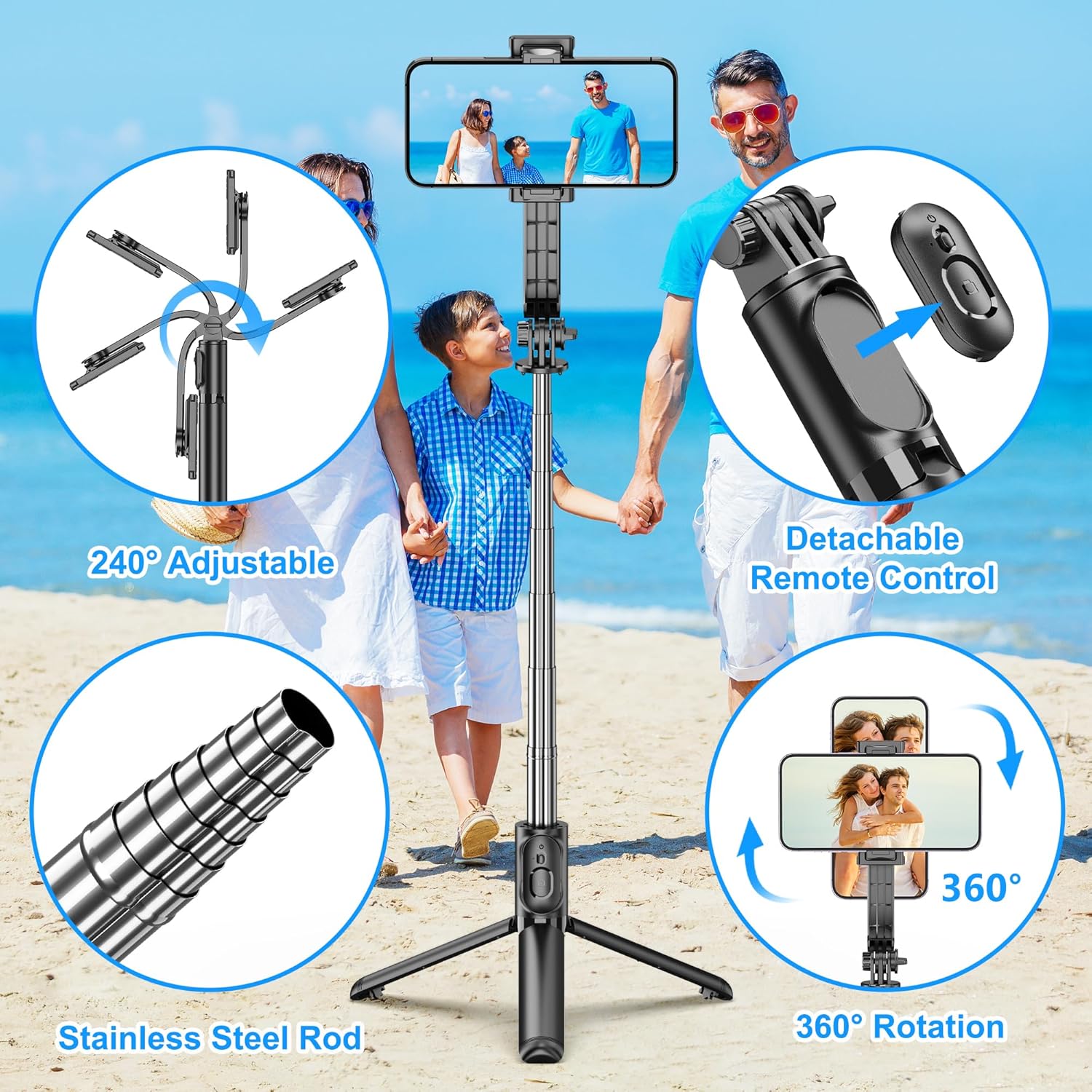 Detalle 2 de Palo Selfie Trípode 4 en 1 extensible 101 cm