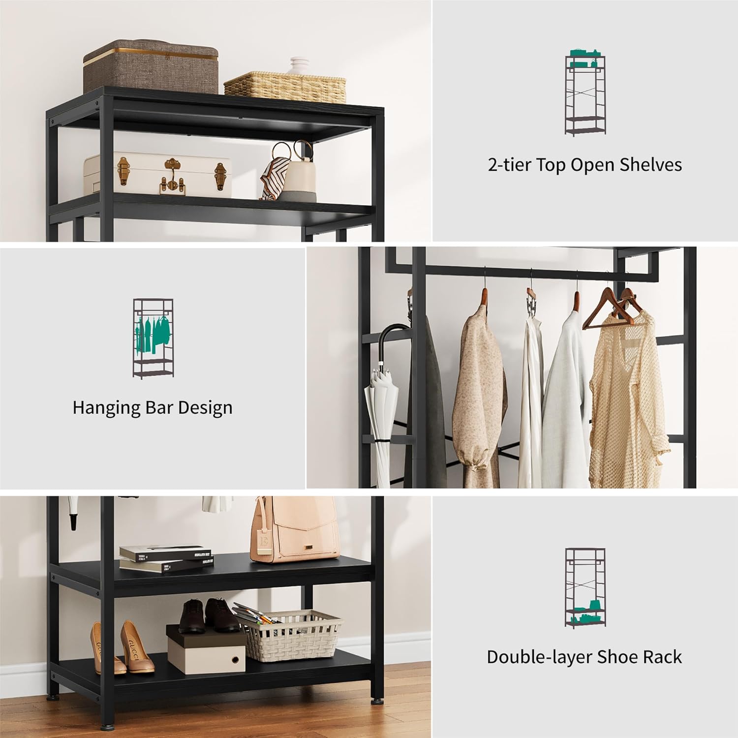 Thumbnail 3 de YITAHOME Coat Rack Stand with Shoe Storage: Sturdy Floorstanding Hall Tree