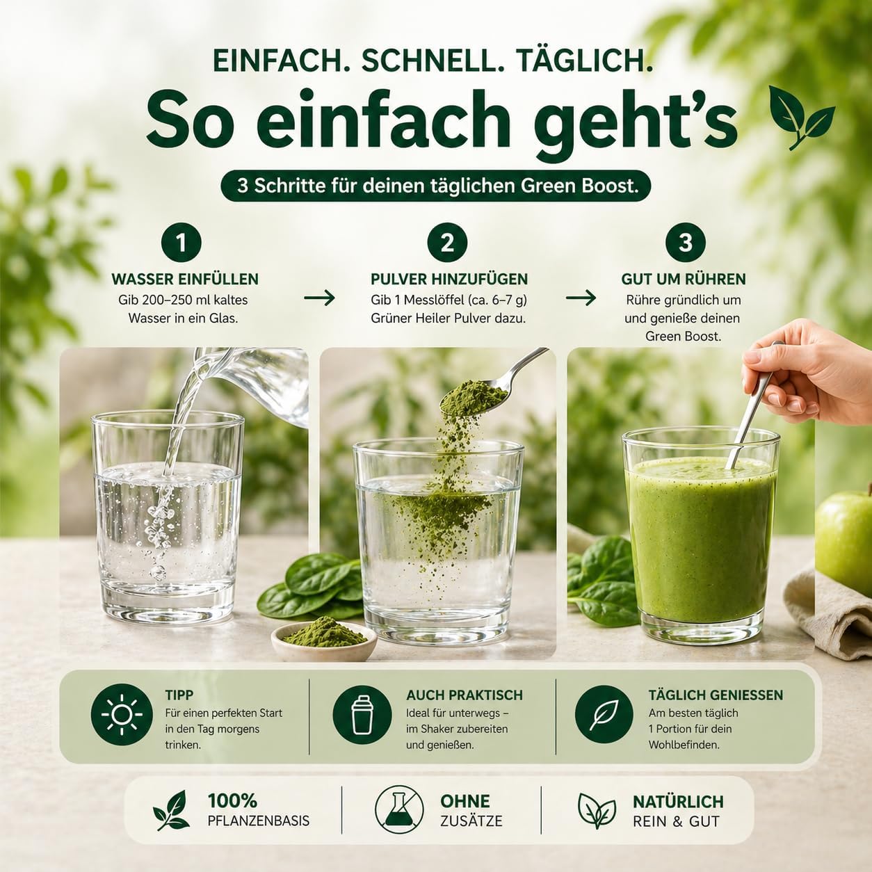 Thumbnail 4 de Grüne Entgiftungspulver Helfer (200 g) mit Matcha, Gerstengras, Spirulina & Chlorella – Pflanzenpulver mit Heidelbeere