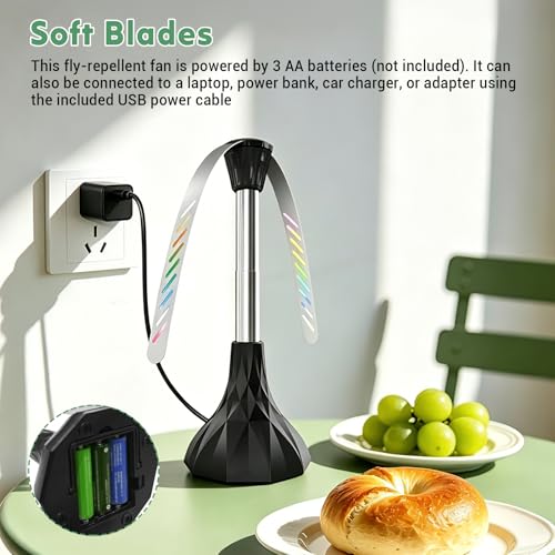 Detalle de Anti Mouches, Ventilateur Anti-Mouche Rechargeable de Table – Lot de 4