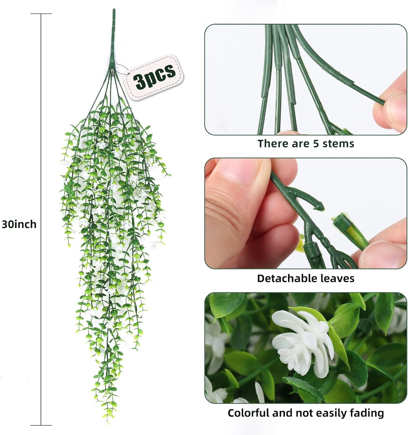 Detalle 2 de RECUTMS Artificial Hanging Plants, 3-pack