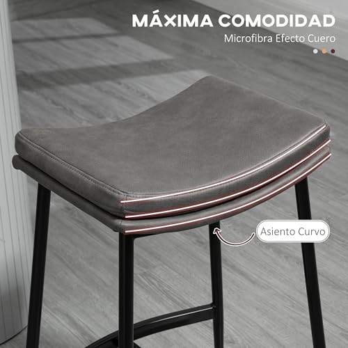Detalle 1 de HOMCOM Taburetes Altos Industriales de Cocina, Carga 120kg