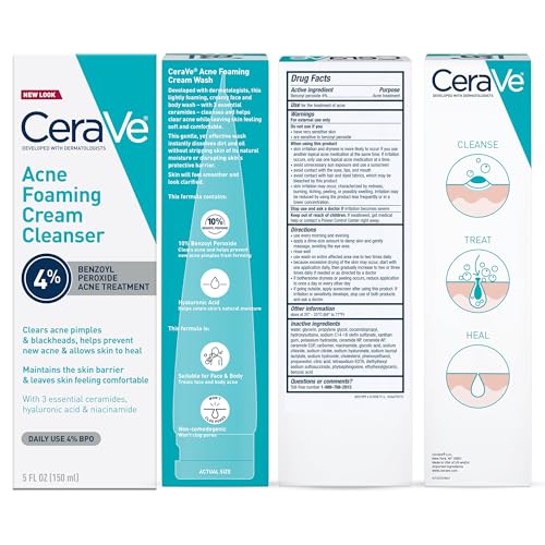 Thumbnail 7 de CeraVe Foaming Acne Cream Cleanser with 4% Benzoyl Peroxide (5oz)